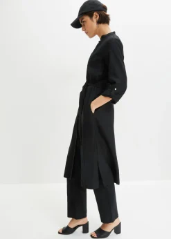 Vestido de mezcla de lino y viscosa con bolsillos