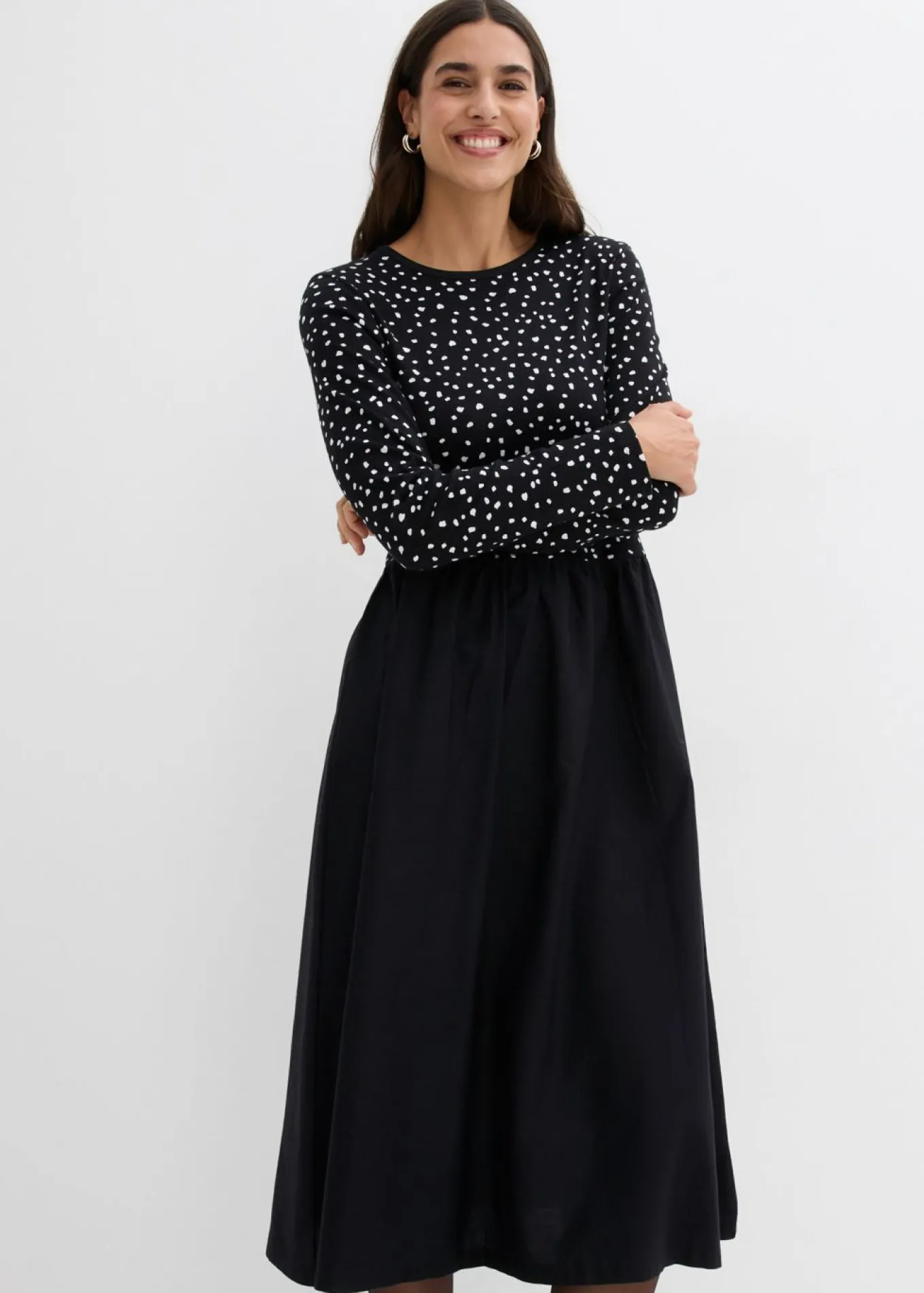 Vestido de mezcla de materiales de algodón puro