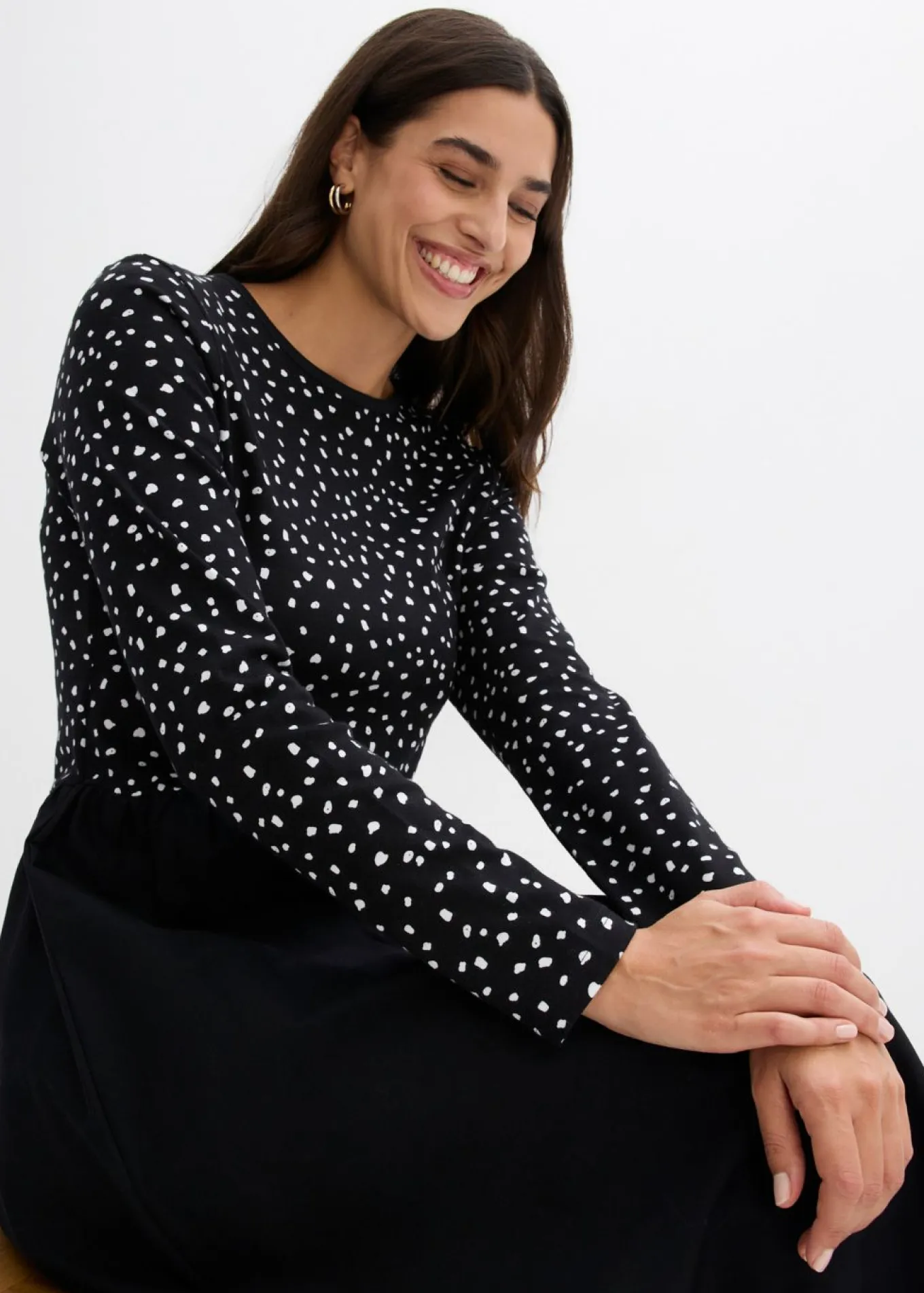 Vestido de mezcla de materiales de algodón puro