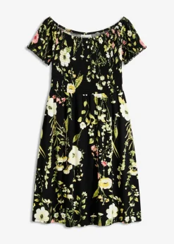 Vestido de mezcla de viscosa suave con escote bañera