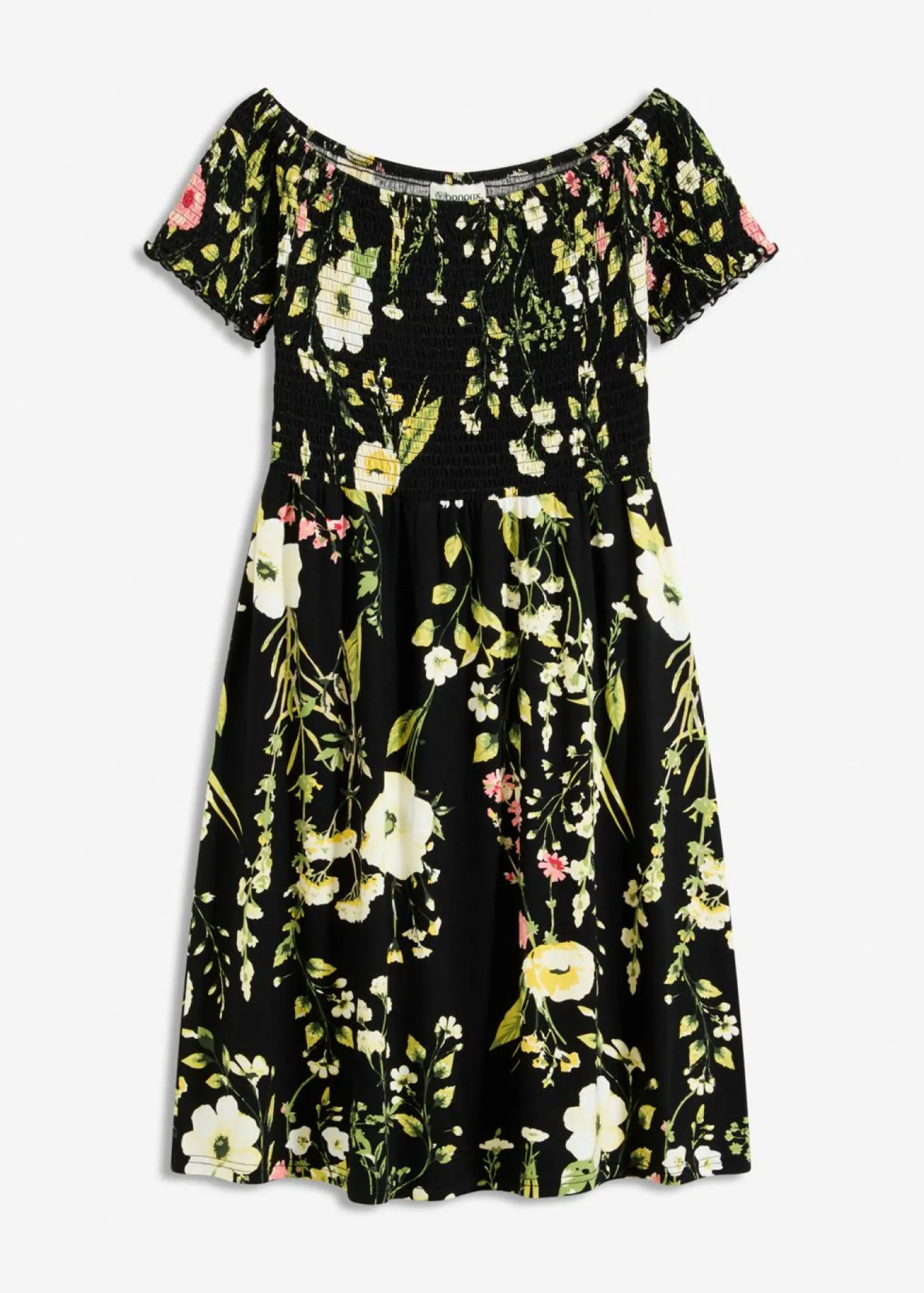 Vestido de mezcla de viscosa suave con escote bañera