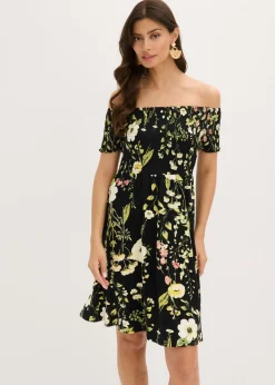 Vestido de mezcla de viscosa suave con escote bañera
