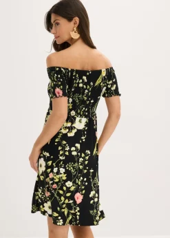 Vestido de mezcla de viscosa suave con escote bañera