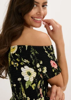Vestido de mezcla de viscosa suave con escote bañera