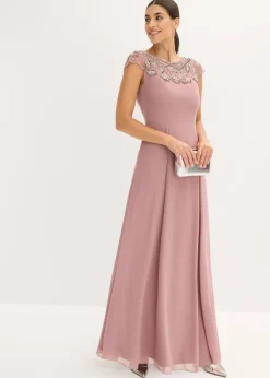 Vestido de noche con aplicación de encaje