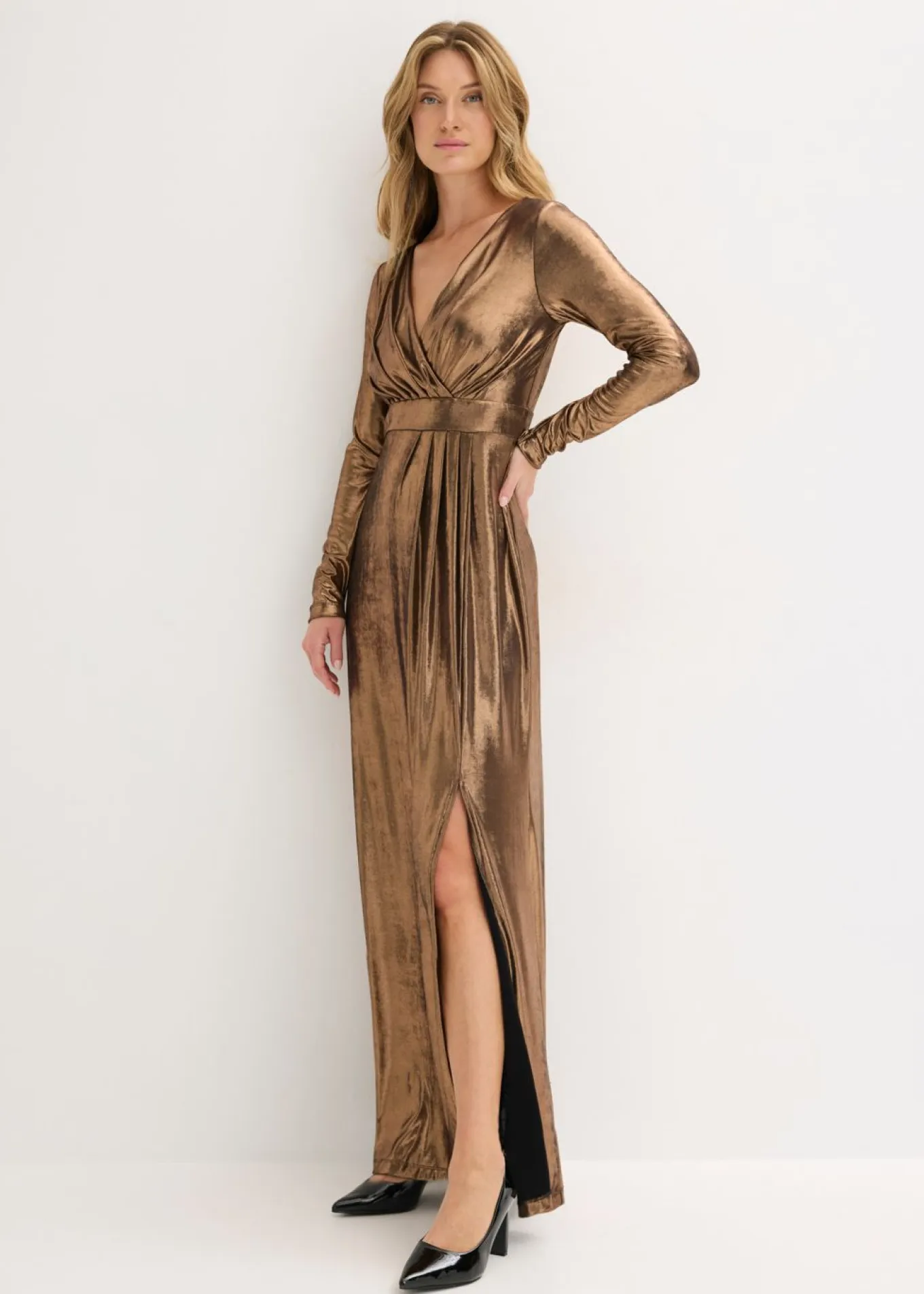 Vestido de noche de punto fino con brillo