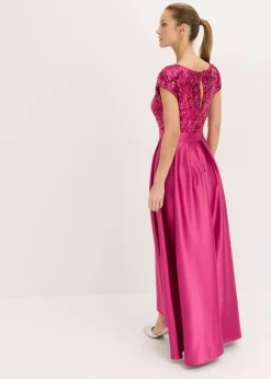 Vestido de noche de satén brillante con lentejuelas