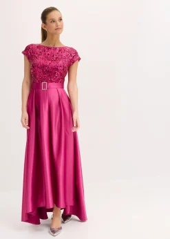 Vestido de noche de satén brillante con lentejuelas