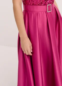 Vestido de noche de satén brillante con lentejuelas