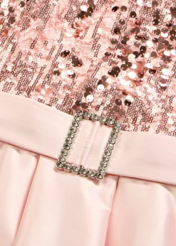Vestido de noche de satén brillante con lentejuelas