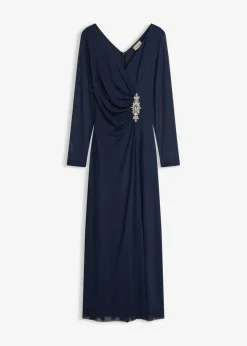 Vestido de noche de tul delicado con aplicación de piedras