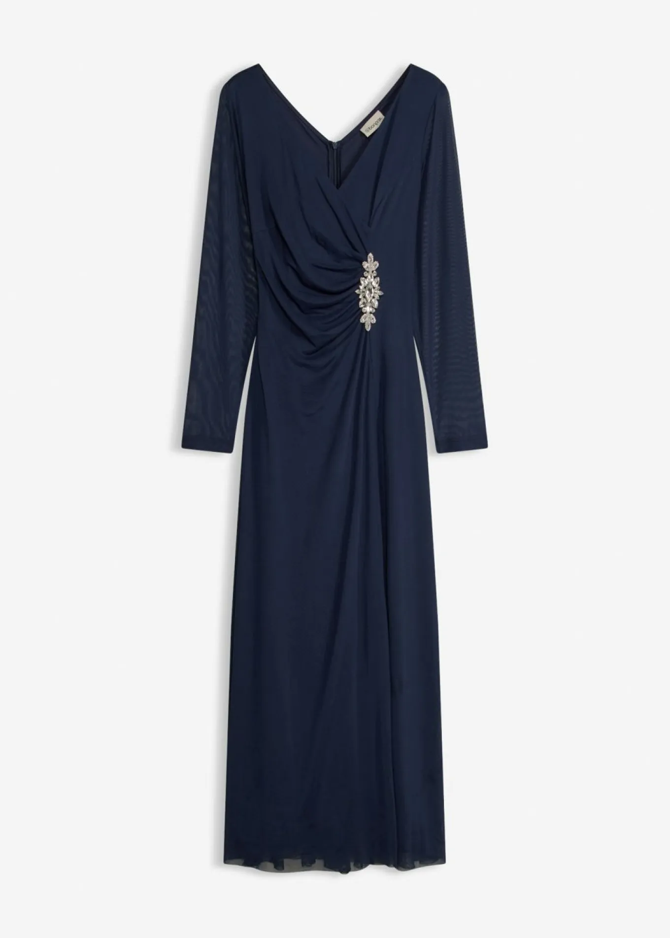 Vestido de noche de tul delicado con aplicación de piedras