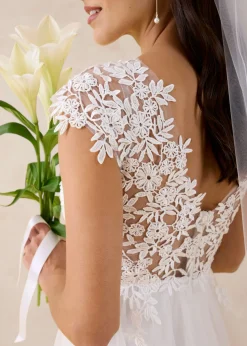 Vestido de novia de tul con encaje