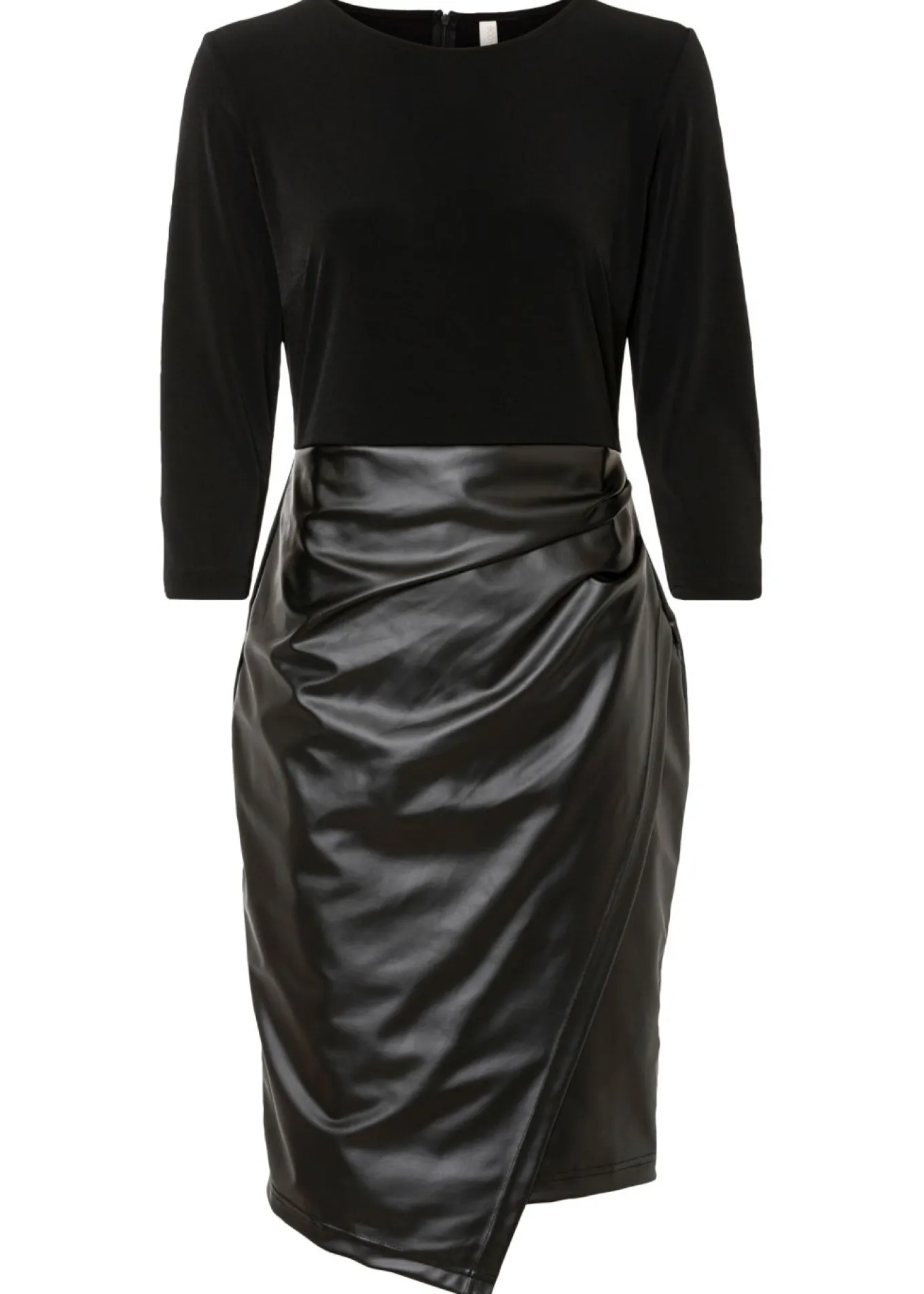 Vestido de piel sintética con parte superior de punto
