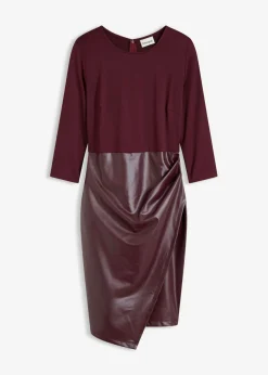 Vestido de piel sintética con parte superior de punto