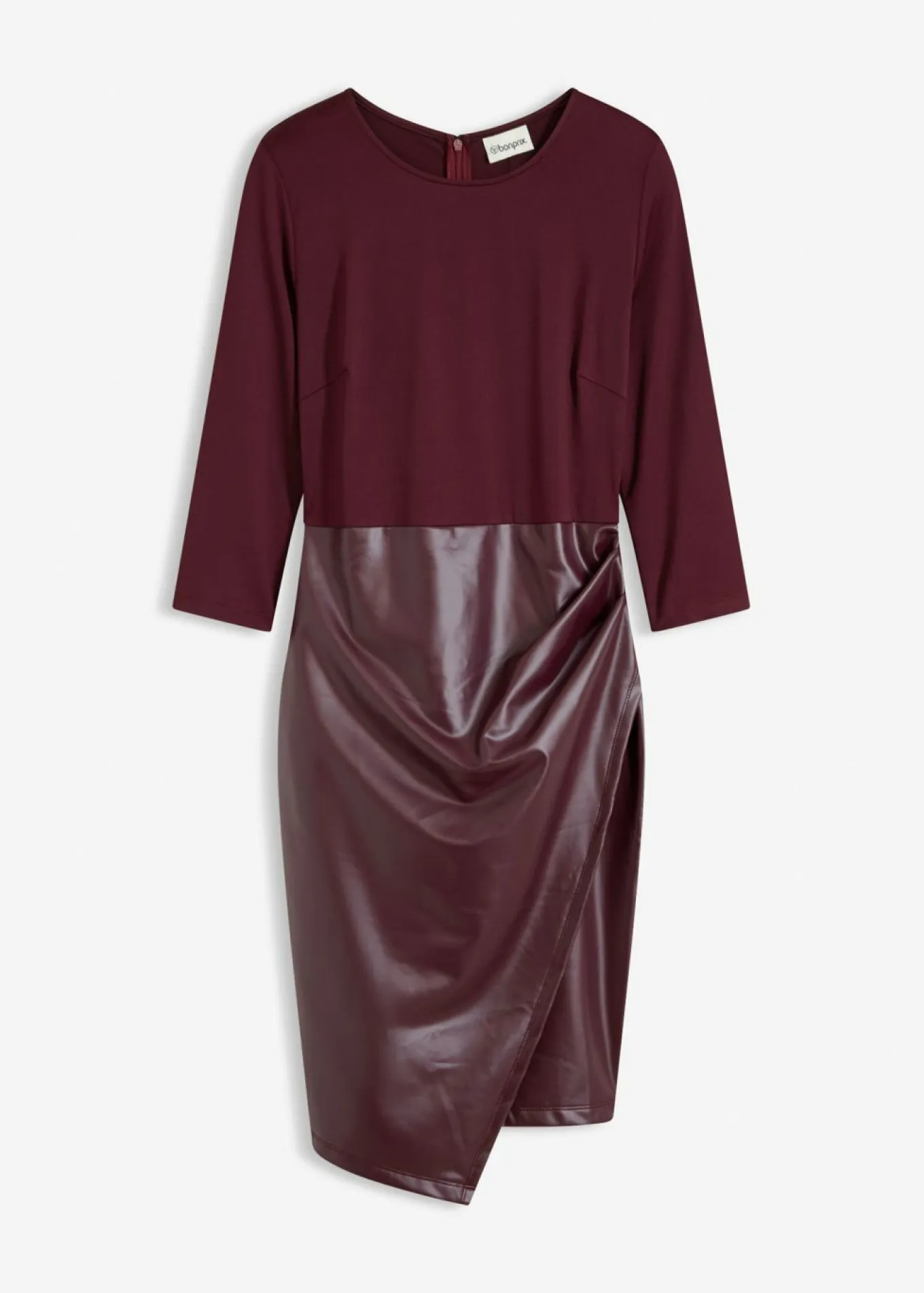 Vestido de piel sintética con parte superior de punto