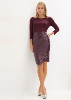 Vestido de piel sintética con parte superior de punto