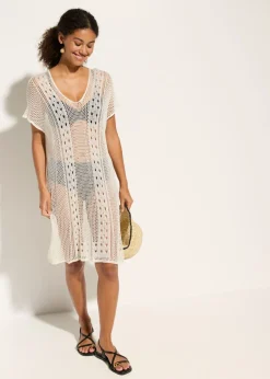 Vestido de playa con aspecto de ganchillo de viscosa fluida