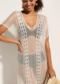 Vestido de playa con aspecto de ganchillo de viscosa fluida