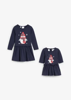 Vestido de punto + vestido para muñecas de algodón orgánico puro (conjunto de 2 piezas)