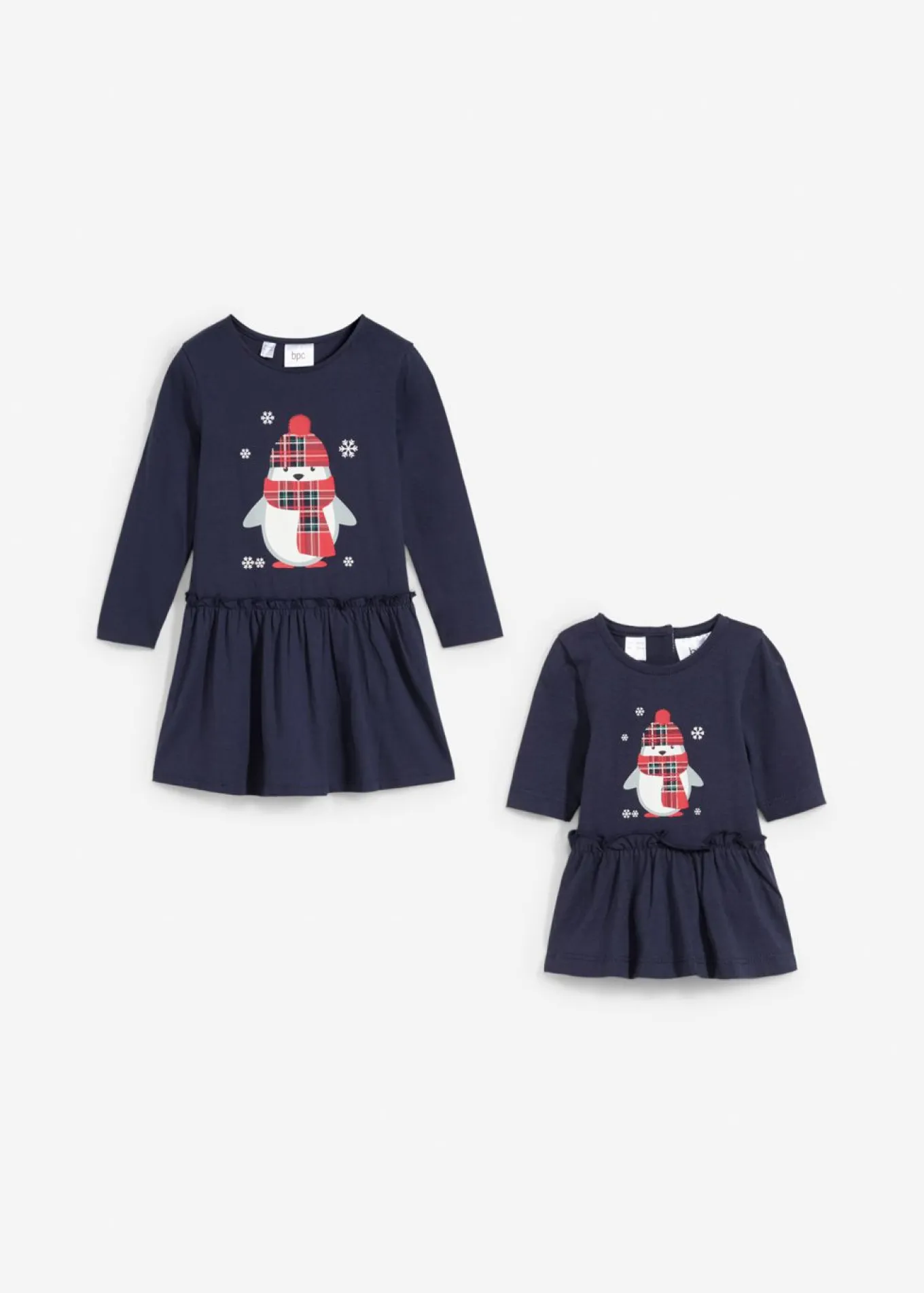 Vestido de punto + vestido para muñecas de algodón orgánico puro (conjunto de 2 piezas)