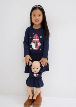 Vestido de punto + vestido para muñecas de algodón orgánico puro (conjunto de 2 piezas)
