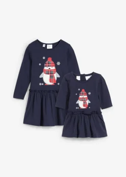Vestido de punto + vestido para muñecas de algodón orgánico puro (conjunto de 2 piezas)