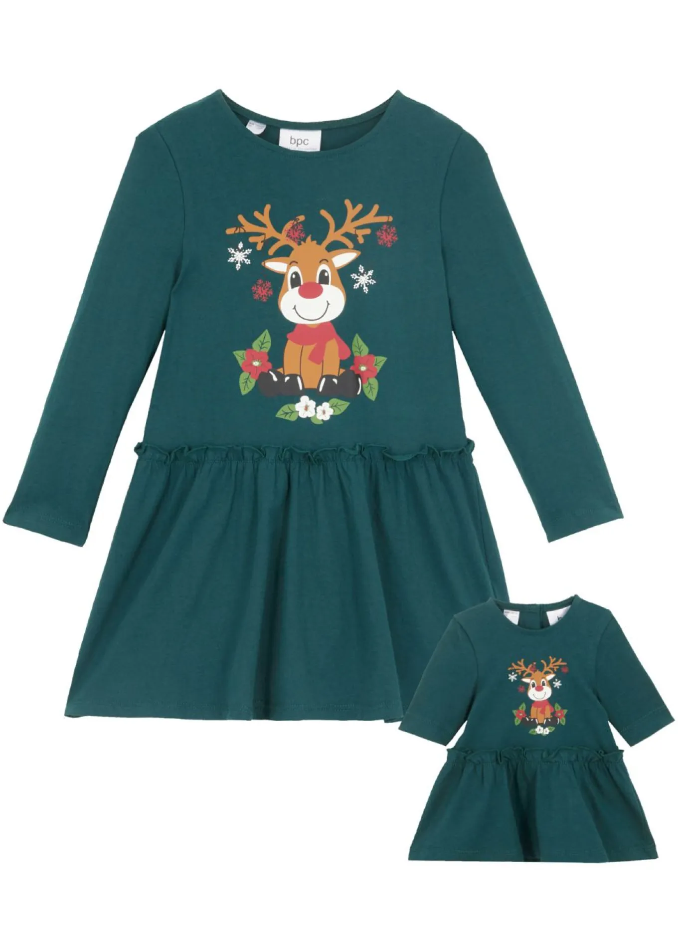 Vestido de punto + vestido para muñecas de algodón orgánico puro (conjunto de 2 piezas)
