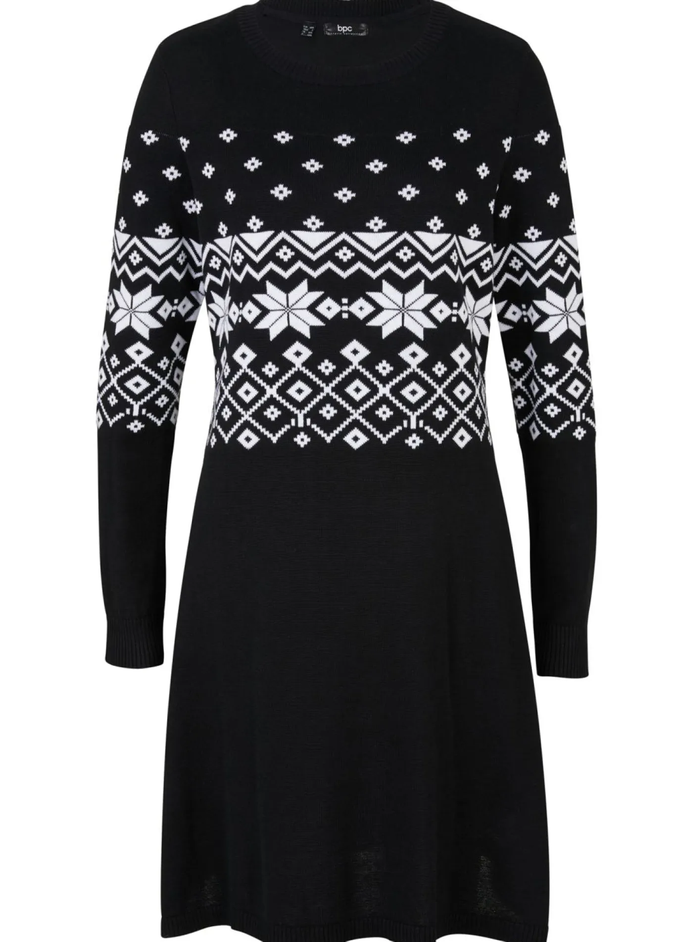 Vestido de punto acampanado con estampado noruego