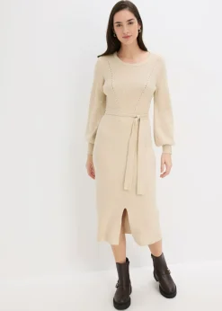 Vestido de punto acanalado de mezcla de viscosa fluida