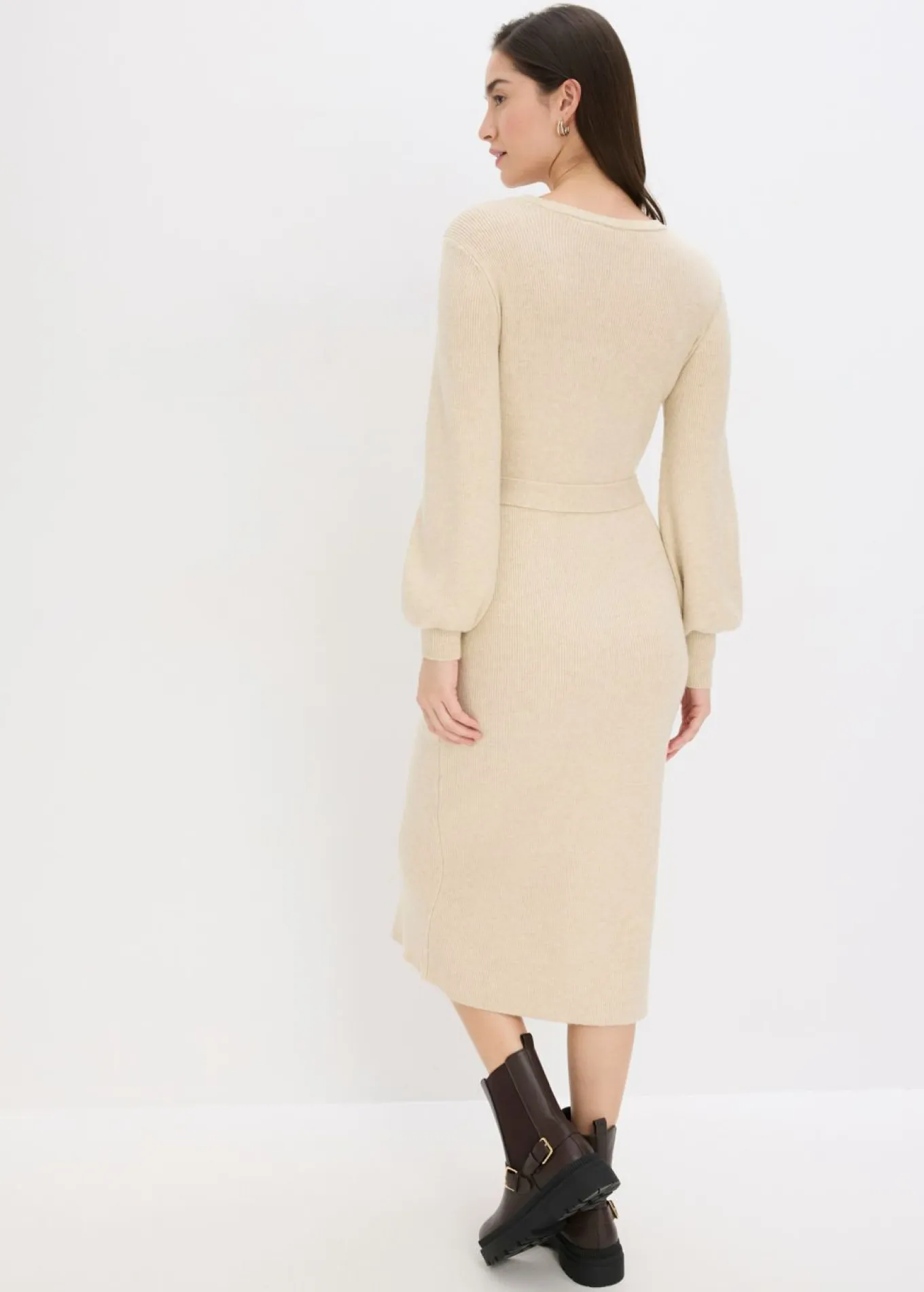 Vestido de punto acanalado de mezcla de viscosa fluida