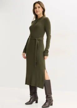 Vestido de punto acanalado de mezcla de viscosa
