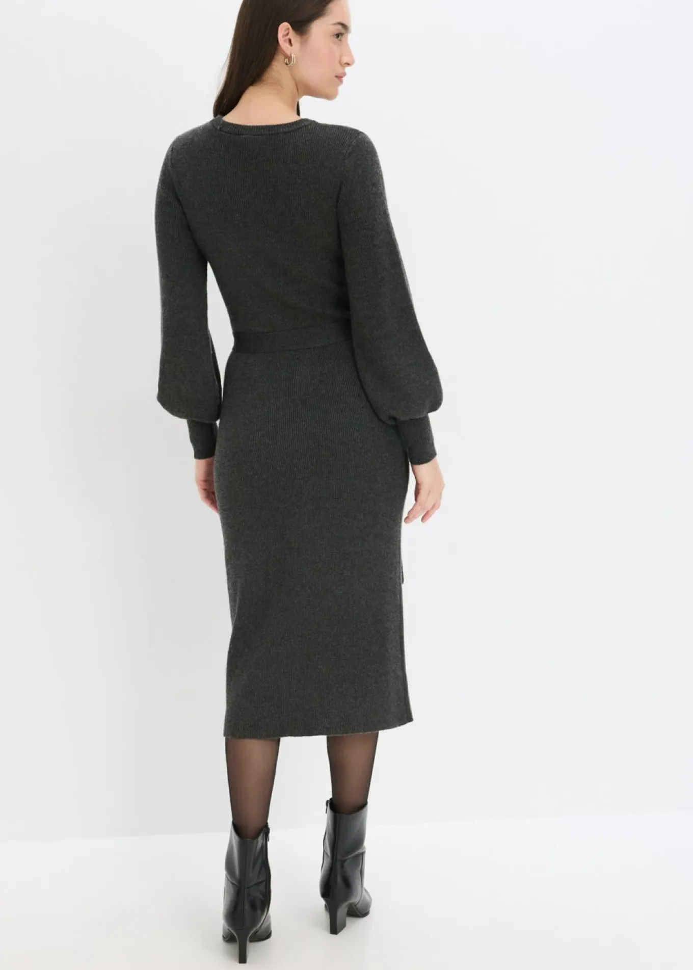 Vestido de punto acanalado de mezcla de viscosa fluida