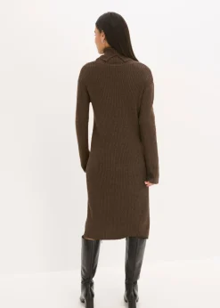 Vestido de punto acanalado con cuello vuelto
