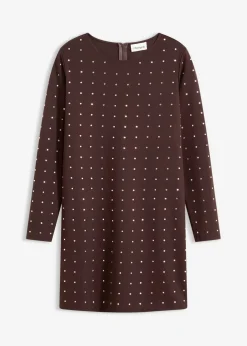 Vestido de punto con aplicaciones de piedras brillantes