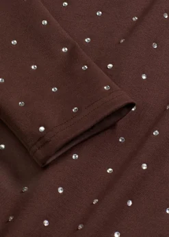 Vestido de punto con aplicaciones de piedras brillantes