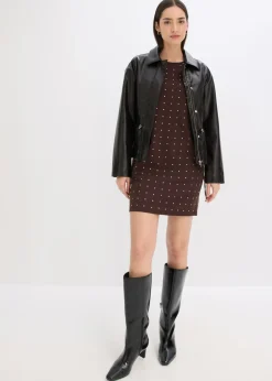 Vestido de punto con aplicaciones de piedras brillantes