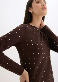 Vestido de punto con aplicaciones de piedras brillantes