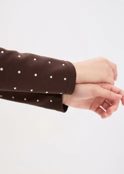 Vestido de punto con aplicaciones de piedras brillantes