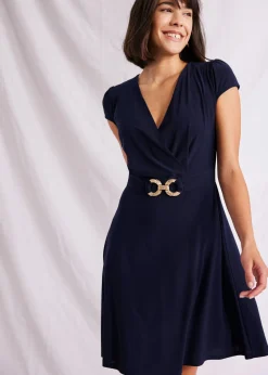 Vestido de punto con cierre decorativo