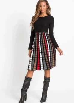 Vestido de punto con cuadros