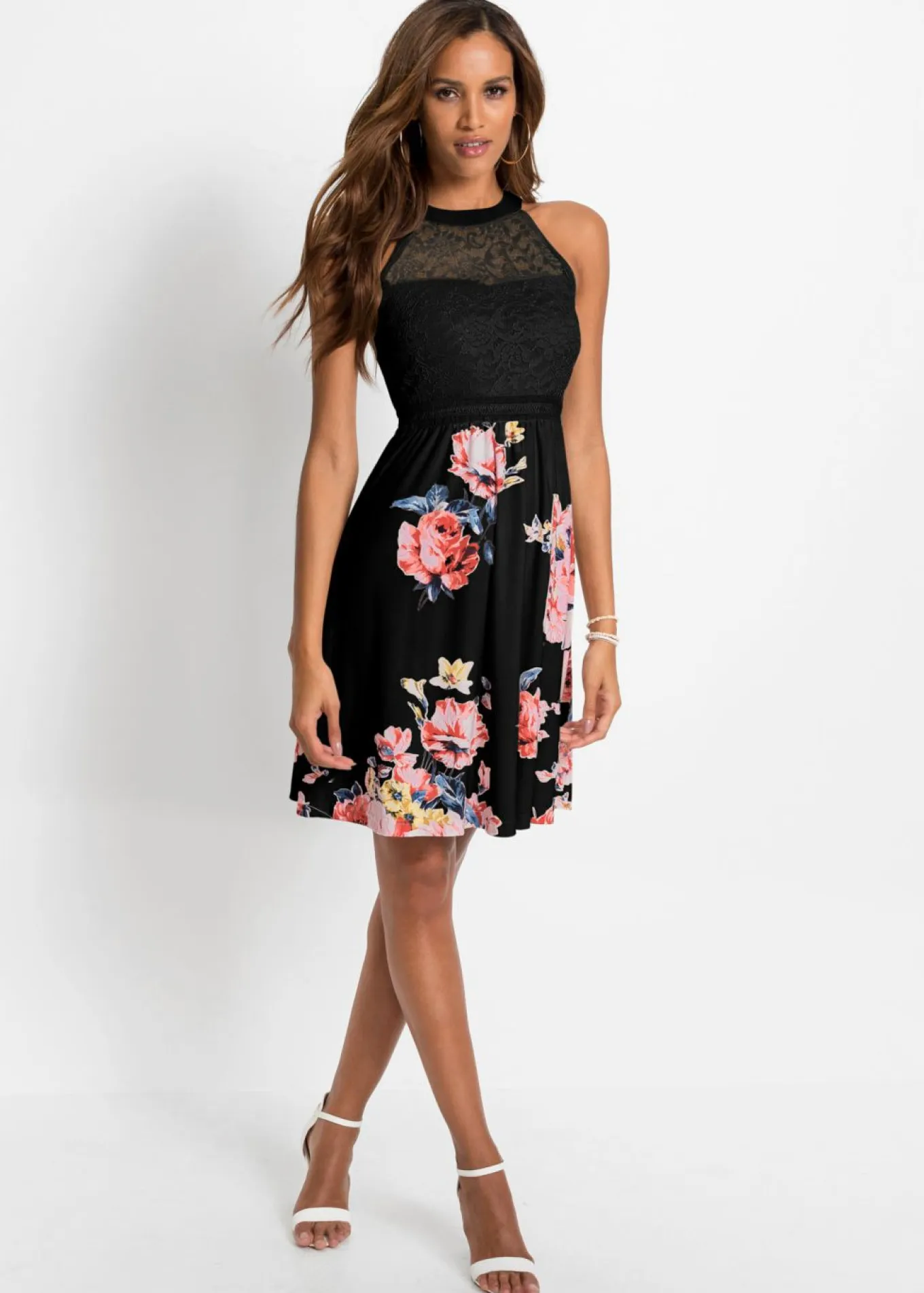 Vestido de punto con encaje