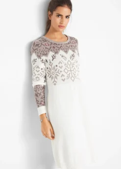 Vestido de punto con estampado invernal