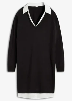 Vestido de punto con inserto de blusa
