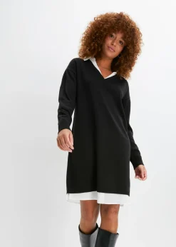 Vestido de punto con inserto de blusa