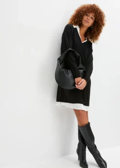 Vestido de punto con inserto de blusa