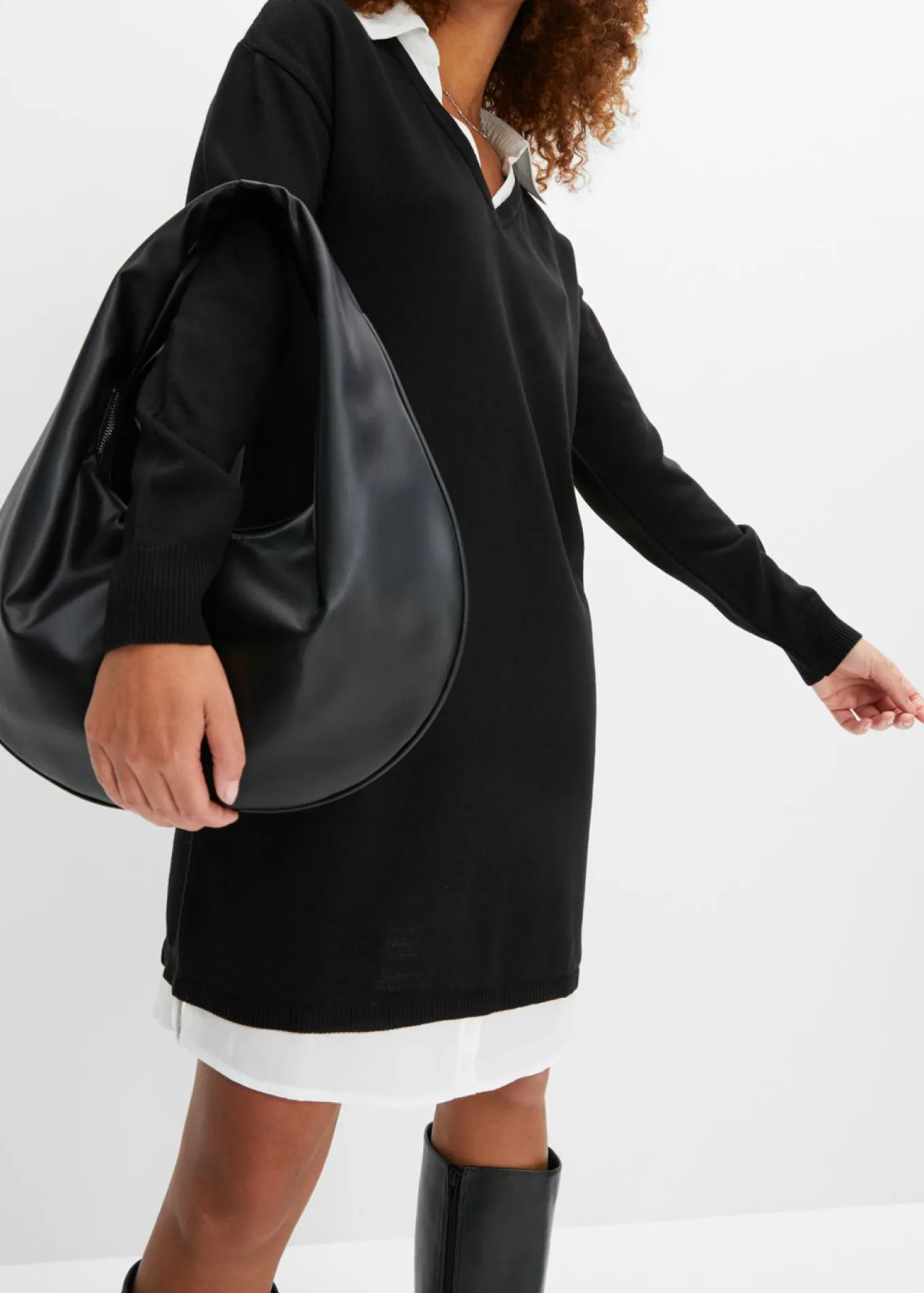 Vestido de punto con inserto de blusa