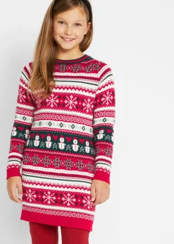 Vestido de punto con motivo invernal para niñas