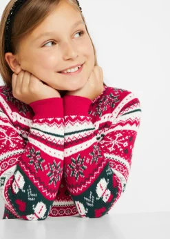 Vestido de punto con motivo invernal para niñas