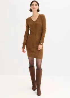 Vestido de punto con patrón trenzado
